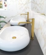 Grifo monomando lavabo caño alto SIRIO ORO CEPILLADO - Imagen 2