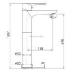 Grifo monomando lavabo caño alto CASSIO - Imagen 3