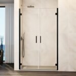 Mampara ducha 2 puertas abatibles GLASS negro