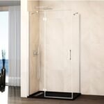 Mampara ducha Fijo + abatible con lateral fijo GLASS cierre imán a pared blanco