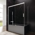 Mampara bañera frontal fijo + corredera + lateral fijo BASIC blanca