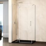 Mampara ducha Fijo + abatible con lateral fijo GLASS cierre imán a pared níquel