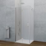 Mampara plegable al interior del plato + lateral fijo GLASS