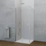 Mampara plegable al interior del plato + lateral fijo GLASS