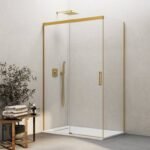 Mampara ducha angular fijo + corredera + lateral fijo BASIC ORO