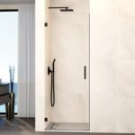 Mampara ducha 1 puerta abatible GLASS bisagra a pared Negra