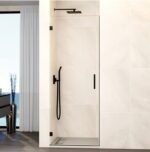 Mampara ducha 1 puerta abatible GLASS bisagra a pared Negra