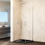 Mampara angular 2 puertas abatibles al vértice GLASS NÍQUEL