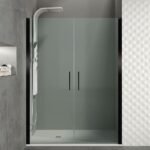Mampara ducha frontal 2 puertas Abatibles OPEN NEGRA