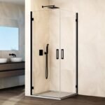 Mampara angular 2 puertas abatibles al vértice GLASS NEGRO