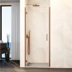 Mampara ducha 1 puerta abatible GLASS bisagra perfil con cierre perfil cobre