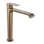 Grifo monomando lavabo caño alto FIORE cobre PVD cepillado