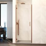 Mampara ducha 1 puerta abatible GLASS bisagra cierre perfil Cobre