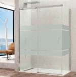 Mampara ducha INOX frontal fijo + corredera + lateral fijo TEMPLE - Imagen 2