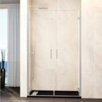 Mampara ducha 2 puertas abatibles GLASS níquel