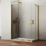 Mampara ducha angular al vértice 2 Fijas + 2 correderas KENNA ORO