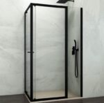 Mampara ducha frontal plegable + fijo SPAZIO COMBI B NEGRA + lateral fijo - Imagen 3