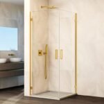 Mampara angular 2 puertas abatibles al vértice GLASS ORO
