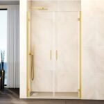 Mampara ducha 2 puertas abatibles GLASS oro