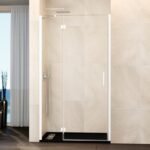 Mampara ducha Fijo + puerta abatible GLASS con cierre a perfil imán blanco