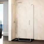 Mampara ducha Fijo + abatible con lateral fijo GLASS cierre imán a pared níquel
