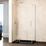 Mampara ducha Fijo + abatible con lateral fijo GLASS cierre imán a pared níquel