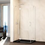 Mampara ducha angular fijo + 2 puertas abatibles + fijo GLASS Combi H blanco