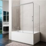 Mampara bañera frontal fijo + corredera + lateral fijo BASIC NÍQUEL