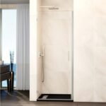 Mampara ducha 1 puerta abatible GLASS bisagra cierre perfil Níquel