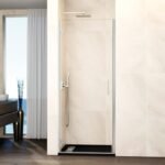 Mampara ducha 1 puerta abatible GLASS bisagra perfil con cierre perfil níquel