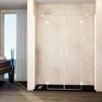 Mampara ducha frontal Fijo + 2 puertas abatibles + fijo GLASS Combi G blanco