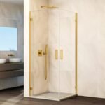 Mampara angular 2 puertas abatibles al vértice GLASS ORO