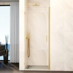 Mampara ducha 1 puerta abatible GLASS bisagra cierre perfil Oro