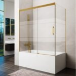 Mampara bañera frontal fijo + corredera + lateral fijo BASIC oro - Imagen 2