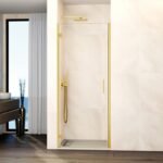 Mampara ducha 1 puerta abatible GLASS bisagra perfil con cierre perfil oro