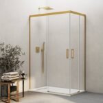 Mampara angular 2 fijos + 2 correderas BASIC ORO