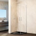Mampara angular 2 puertas abatibles al vértice GLASS NÍQUEL