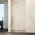 Mampara ducha Fijo + puerta abatible GLASS con cierre imán a pared