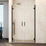 Mampara ducha 2 puertas abatibles GLASS titanio