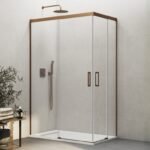 Mampara angular 2 fijos + 2 correderas BASIC COBRE