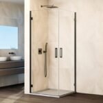 Mampara angular 2 puertas abatibles al vértice GLASS TITANIO