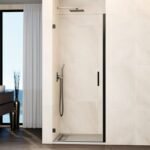 Mampara ducha 1 puerta abatible GLASS bisagra cierre perfil Titanio