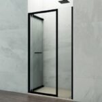 Mampara ducha frontal plegable + fijo SPAZIO COMBI B NEGRA