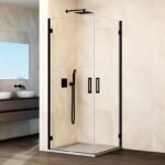 Mampara angular 2 puertas abatibles al vértice GLASS NEGRO