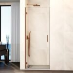 Mampara ducha 1 puerta abatible GLASS bisagra a perfil cobre