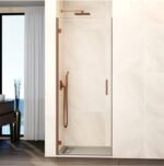 Mampara ducha 1 puerta abatible GLASS bisagra a perfil cobre