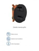 Conjunto para ducha empotrado termostático ROUND NEGRO - Imagen 2