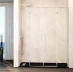 Mampara ducha frontal Fijo + 2 puertas abatibles + fijo GLASS combi G níquel