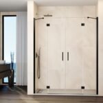 Mampara ducha frontal Fijo + 2 puertas abatibles + fijo GLASS Combi G titanio