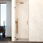 Mampara ducha 1 puerta abatible GLASS bisagra a pared Cobre